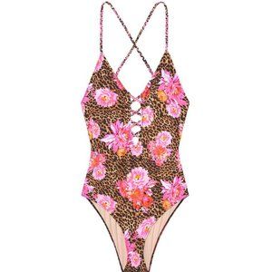 Victoria's Secret Lace Up Plunge One-Piece Swimsuit